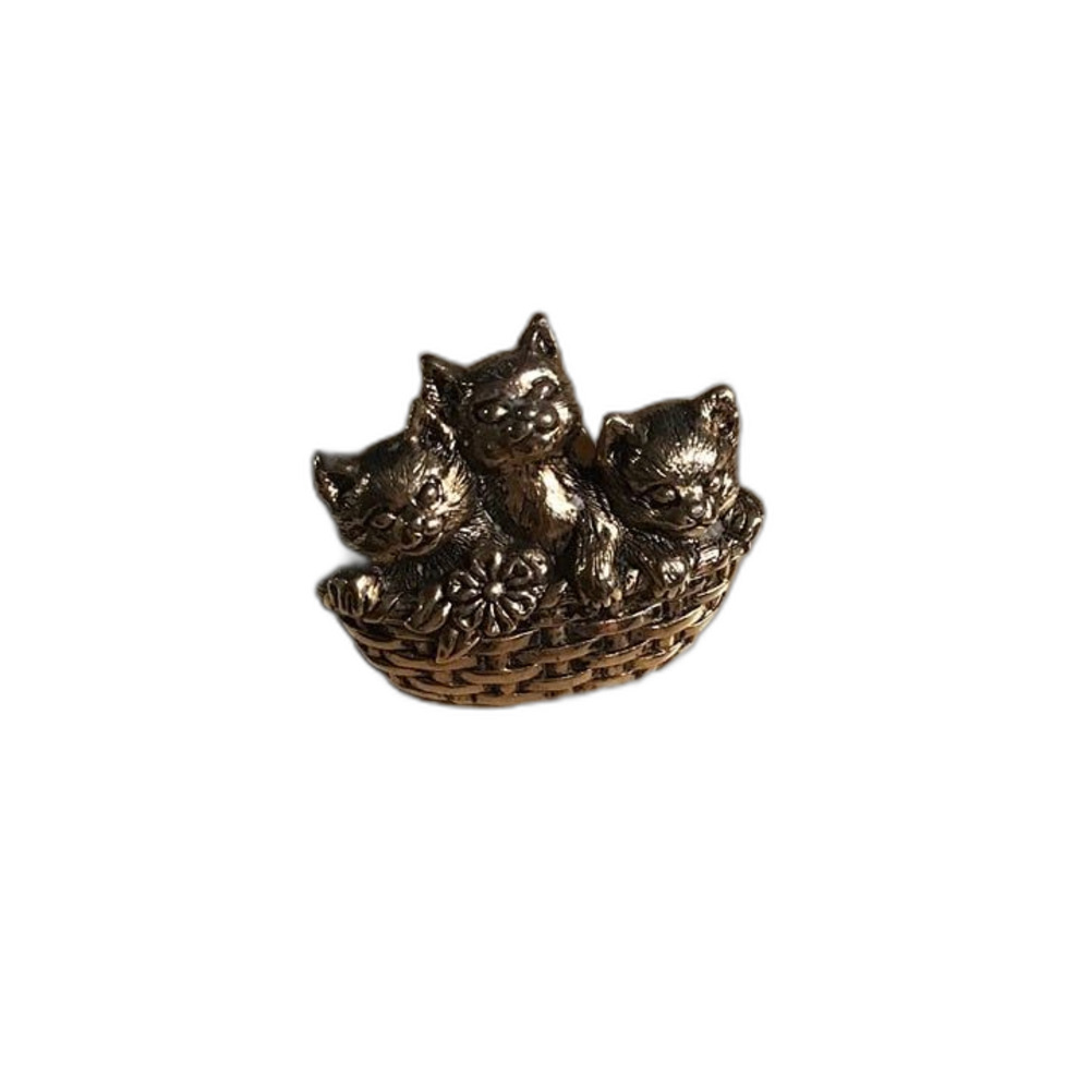 Vintage 1990 Avon "Basket of Love" Kittens Pin - Gold Tone 3 Cats Brooch